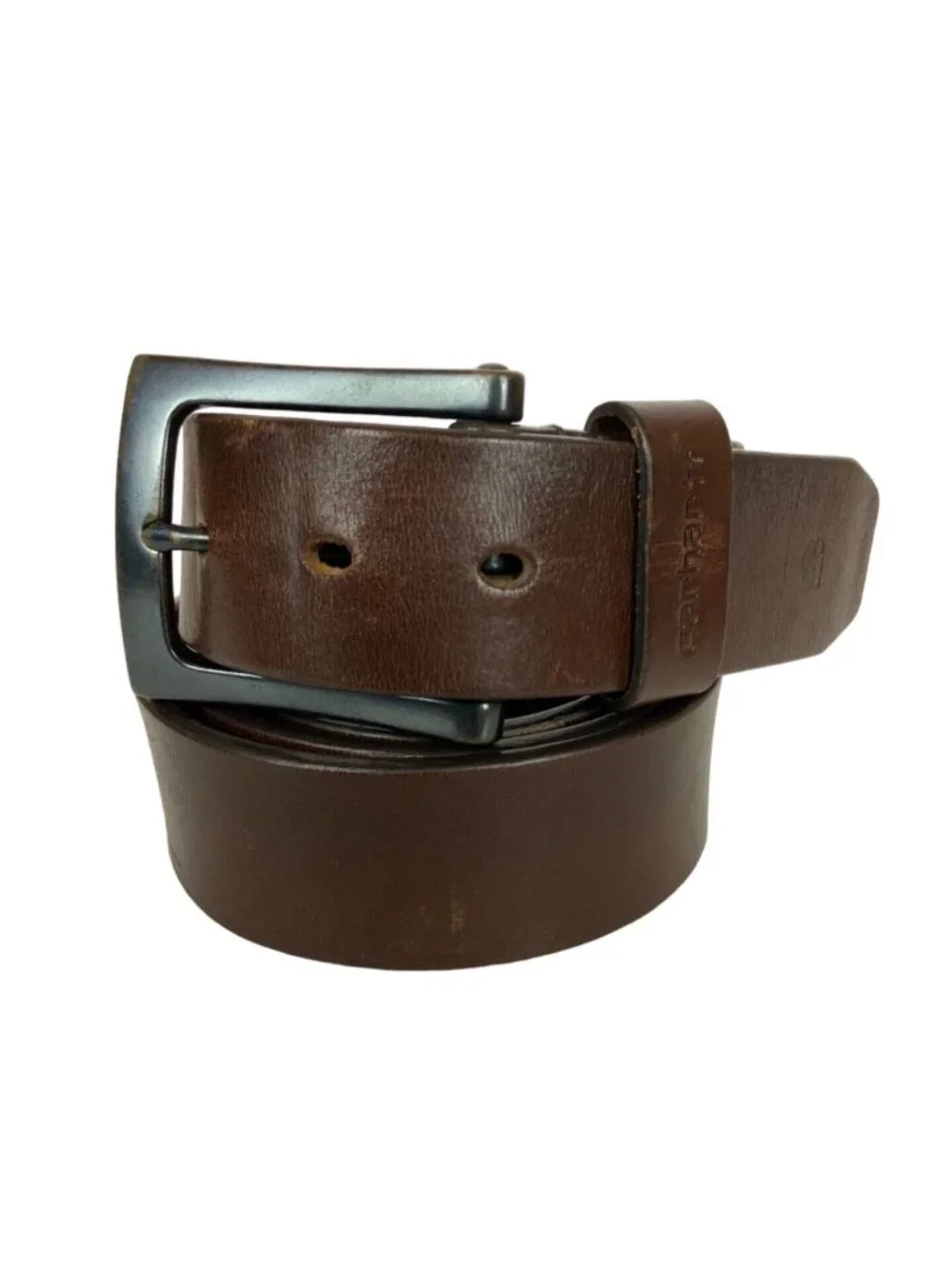 Carhartt Mens Anvil Belt Size 42 Brown Leather Work Casual Gunmetal Buckle